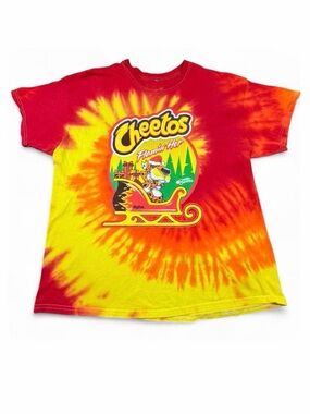 Vintage Style Cheetos Flamin’ Hot Tie Dye Christmas Graphic Tee XL Y2K